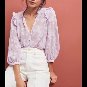 Anthropologie Lavender Textured Blouse